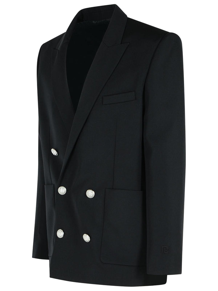 Balmain Black Virgin Wool Blazer Men