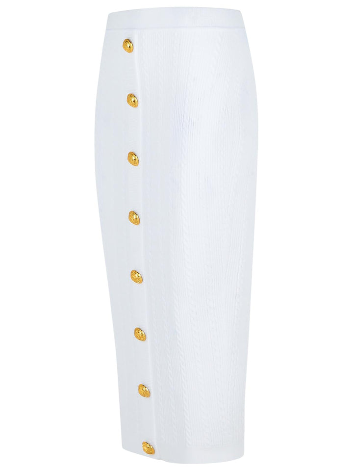 Balmain Long Skirt In White Viscose Blend Women