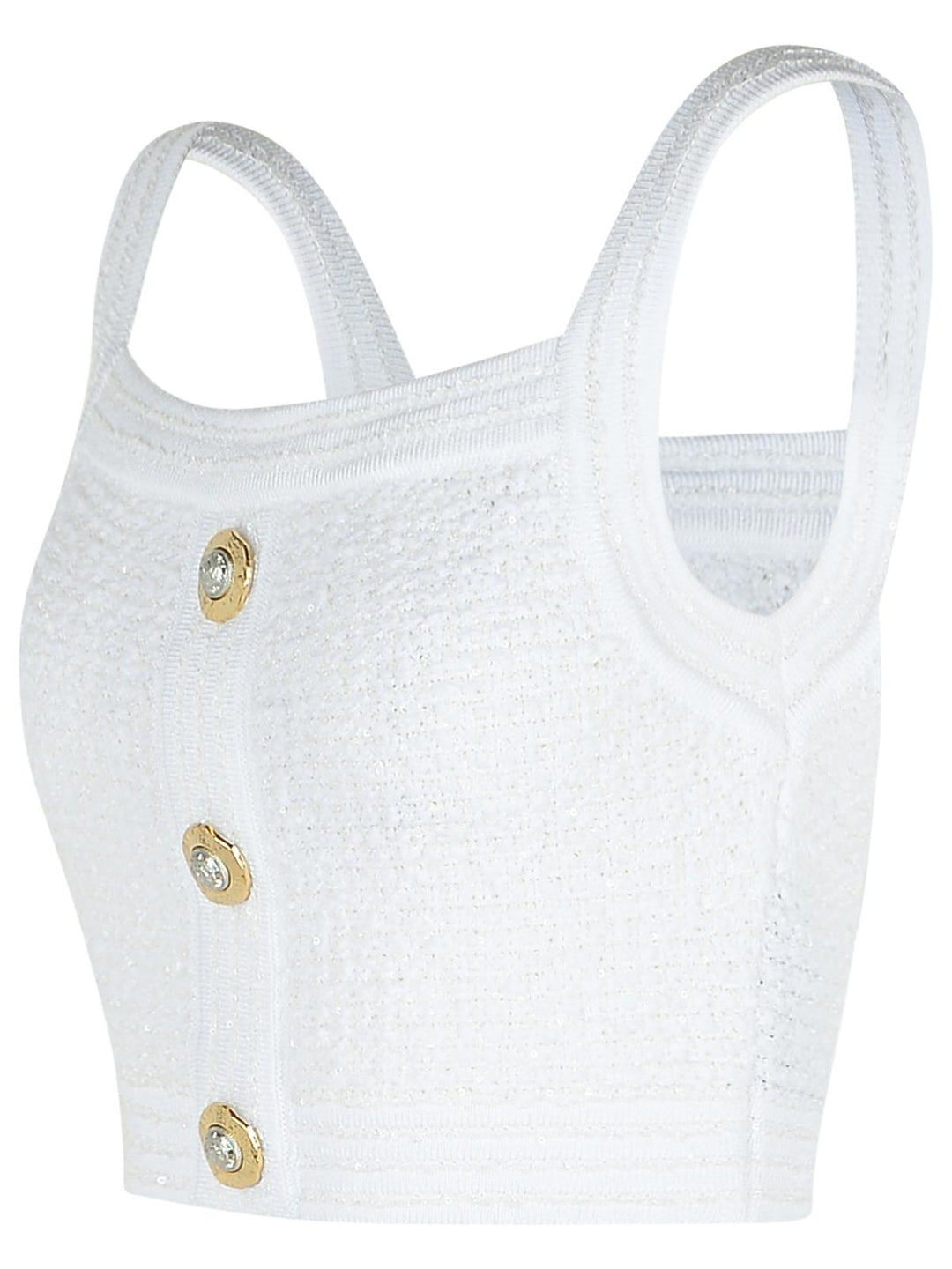 Balmain White Cotton Blend Top Women