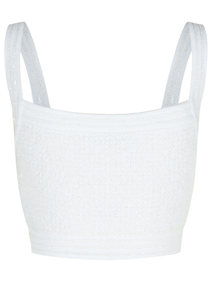 Balmain White Cotton Blend Top Women