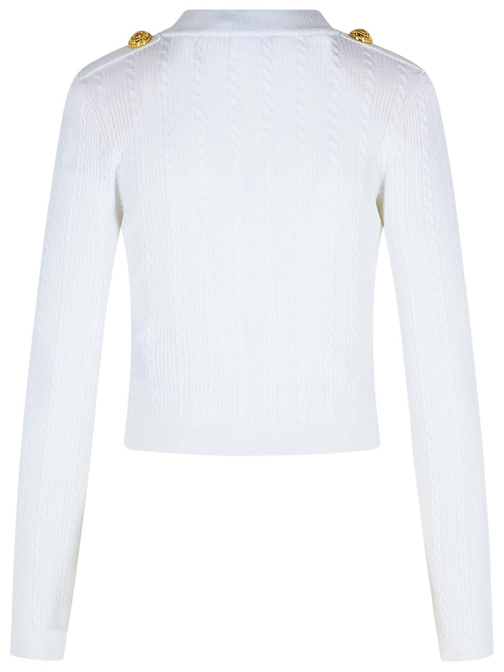 Balmain White Viscose Blend Cardigan Women