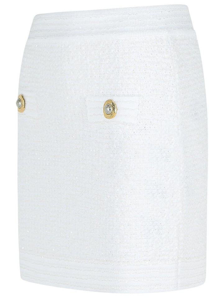 Balmain White Cotton Blend Miniskirt Women