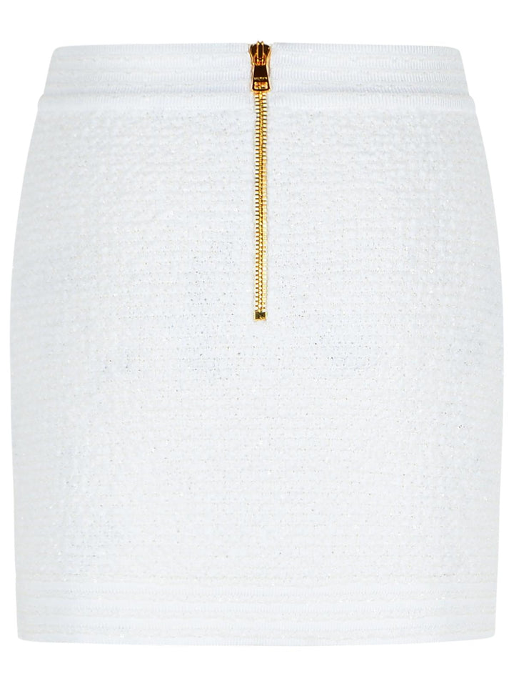 Balmain White Cotton Blend Miniskirt Women