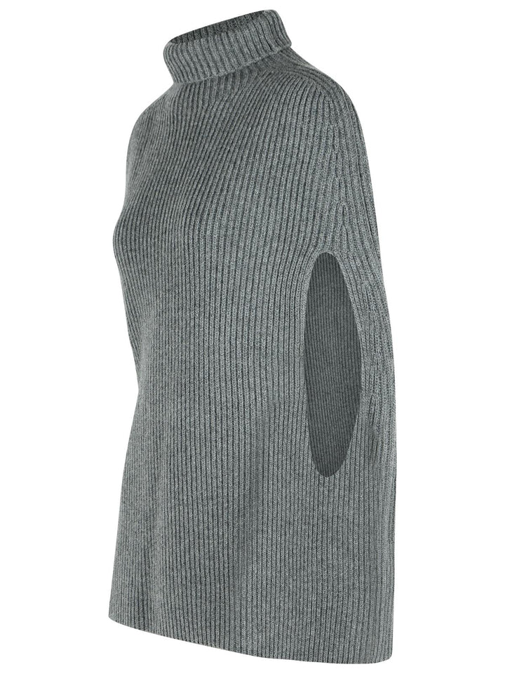 Jil Sander 'Koala' Grey Wool Turtleneck Cape Women