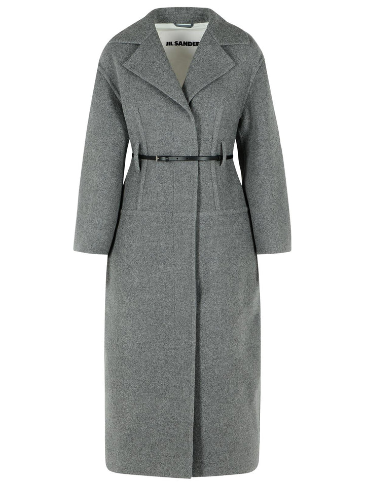 Jil Sander Grey Virgin Wool Coat Women