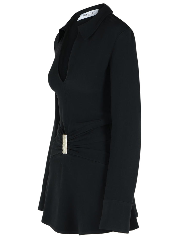 The Attico Black Viscose Blend Mini Dress Women