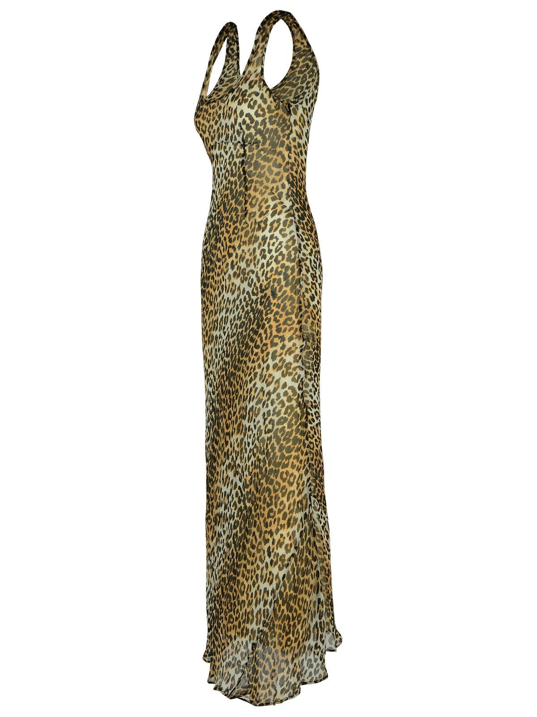 Ganni Leopard Print Viscose Long Dress Women