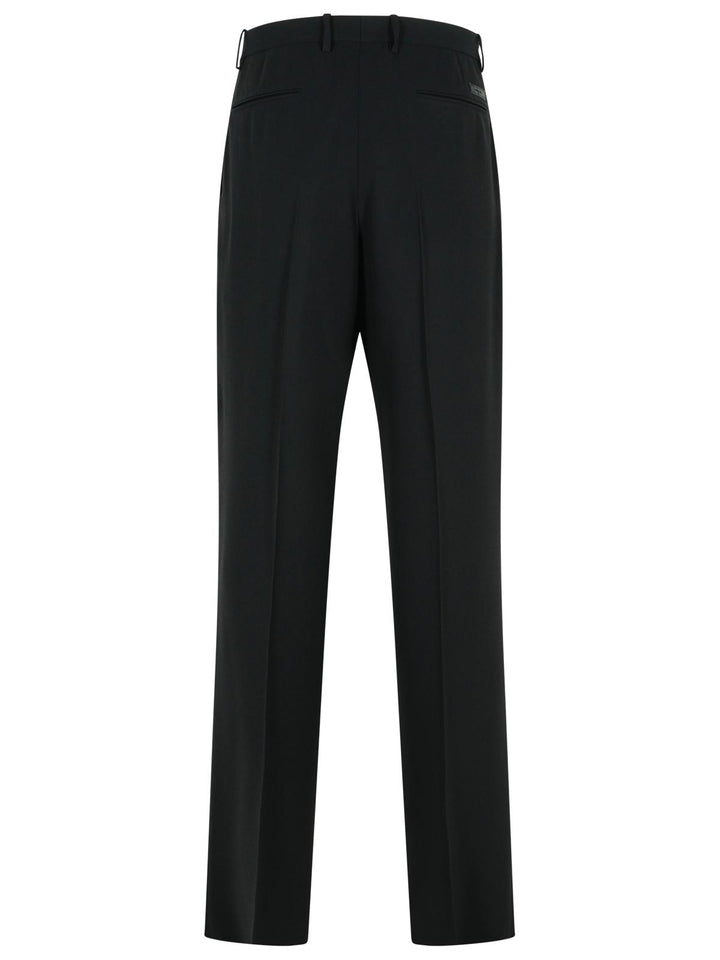 Versace Black Virgin Wool Blend Patalone Men