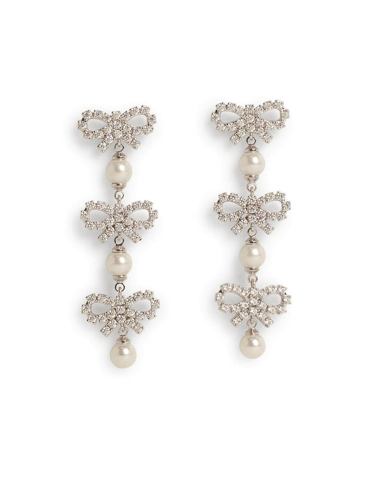 Self Portrait Micro Bow' Silver Brass Earrings Women