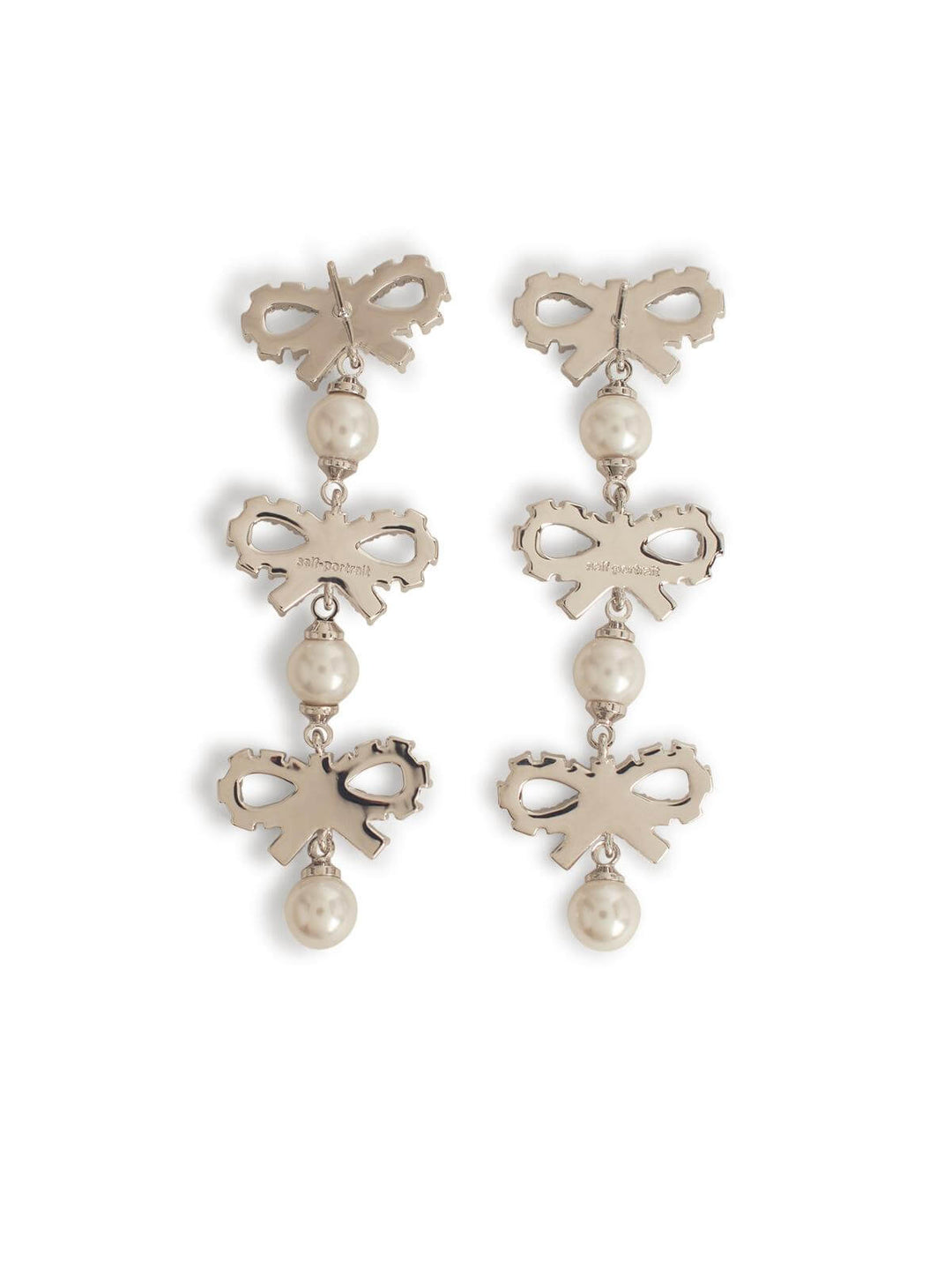 Self Portrait Micro Bow' Silver Brass Earrings Women