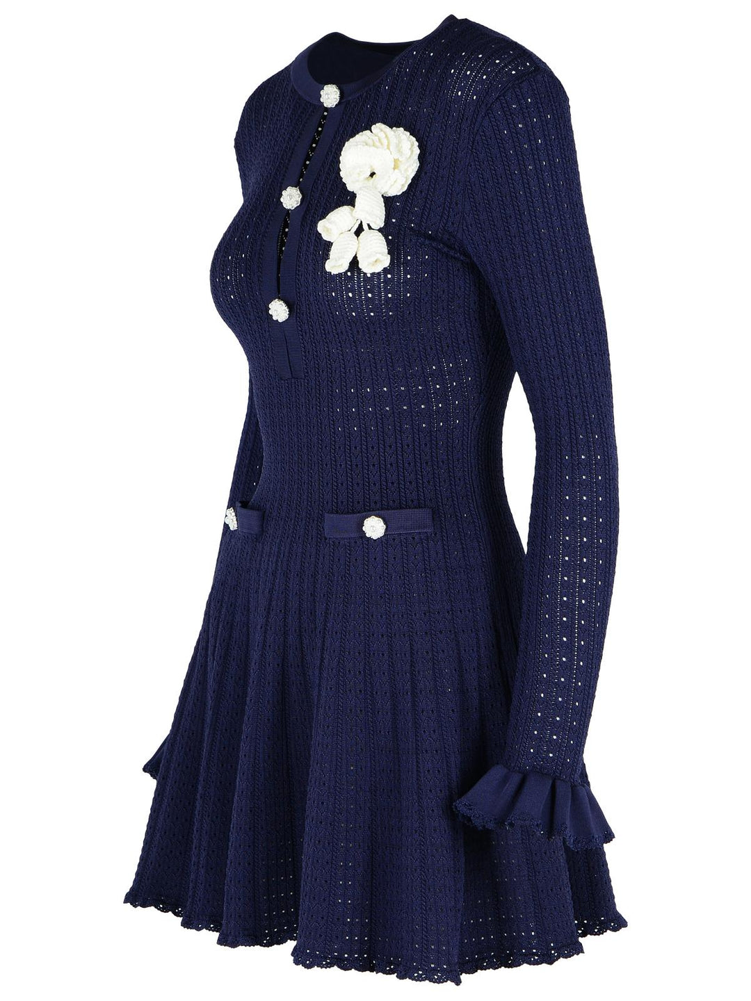 Self Portrait 'Crochet' Dress In Blue Viscose Blend Women