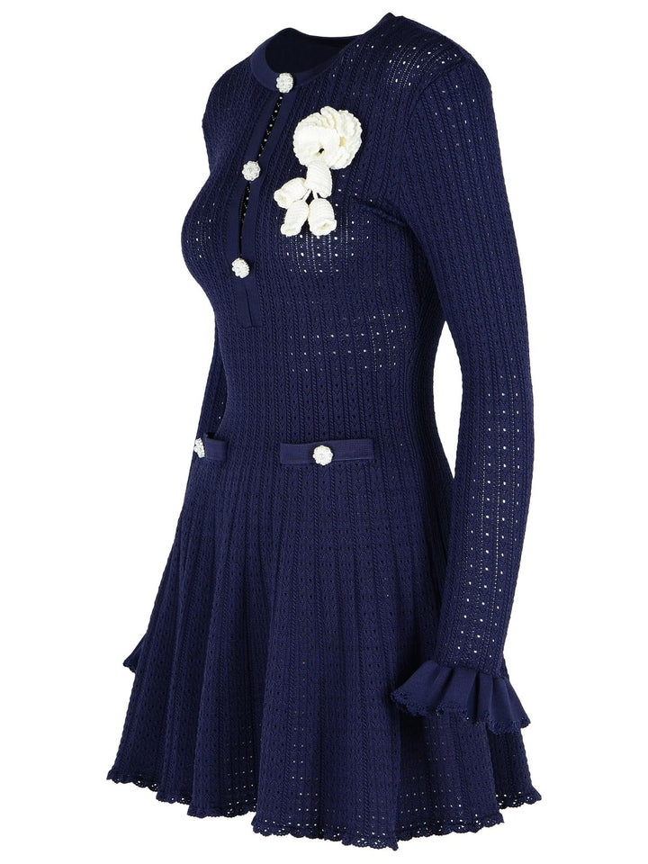 Self Portrait 'Crochet' Dress In Blue Viscose Blend Women