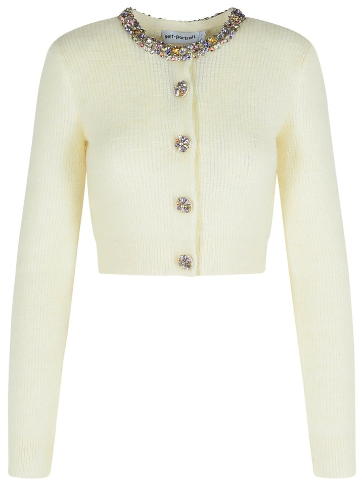 Self Portrait Cream Alpaca Blend Cardigan Women