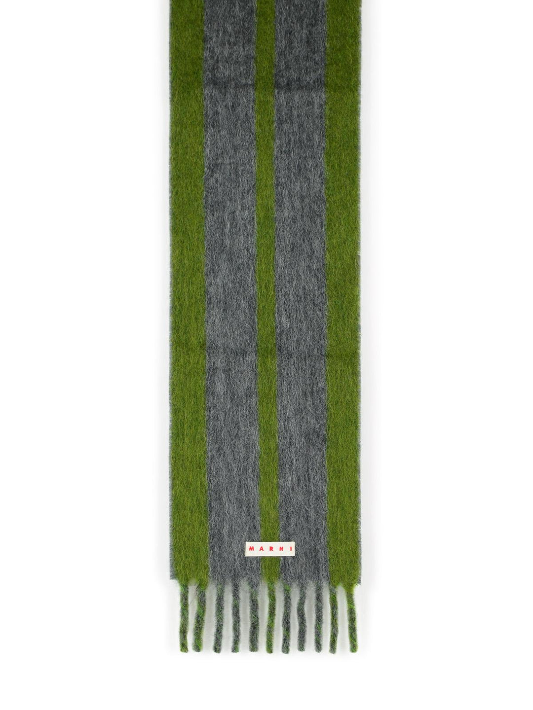 Marni Grey Mohair Blend Scarf With Fringes Men