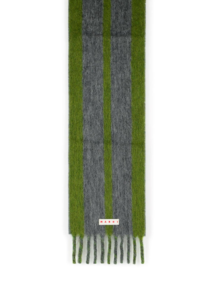 Marni Grey Mohair Blend Scarf With Fringes Men
