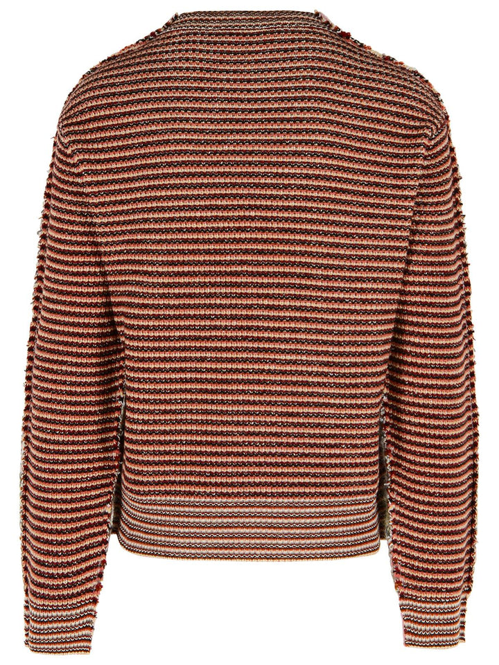 Striped pink long sleeve men's sweater
