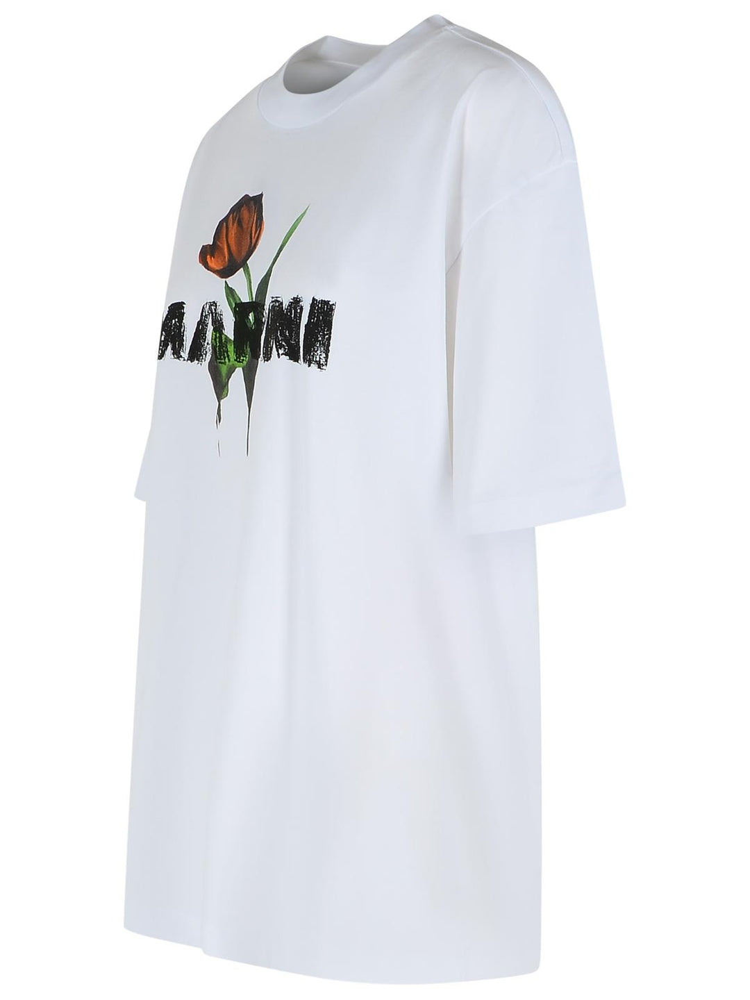 Marni White Cotton T-Shirt With Tulip Print Women