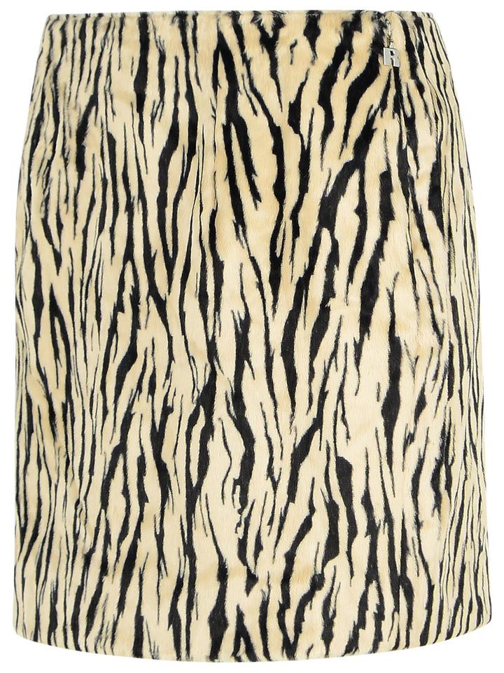 Rotate Printed Faux Fur Skirt Women