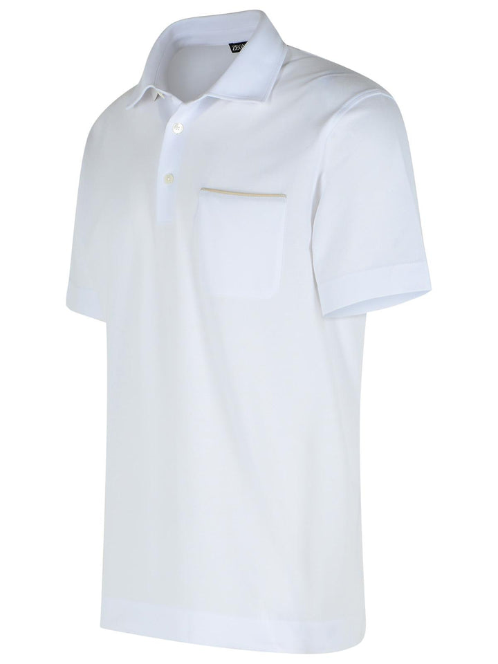 Zegna 'Pure' White Cotton Polo Shirt Men