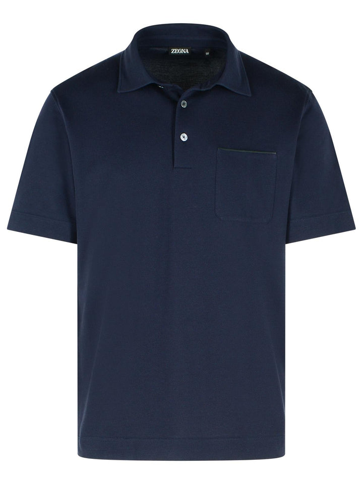 Zegna 'Pure' Blue Cotton Polo Shirt Men
