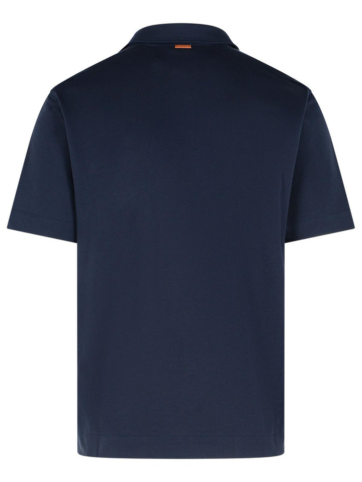 Zegna 'Pure' Blue Cotton Polo Shirt Men
