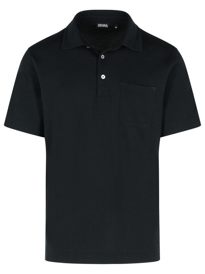 Zegna 'Pure' Black Cotton Polo Shirt Men