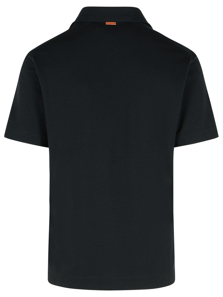 Zegna 'Pure' Black Cotton Polo Shirt Men
