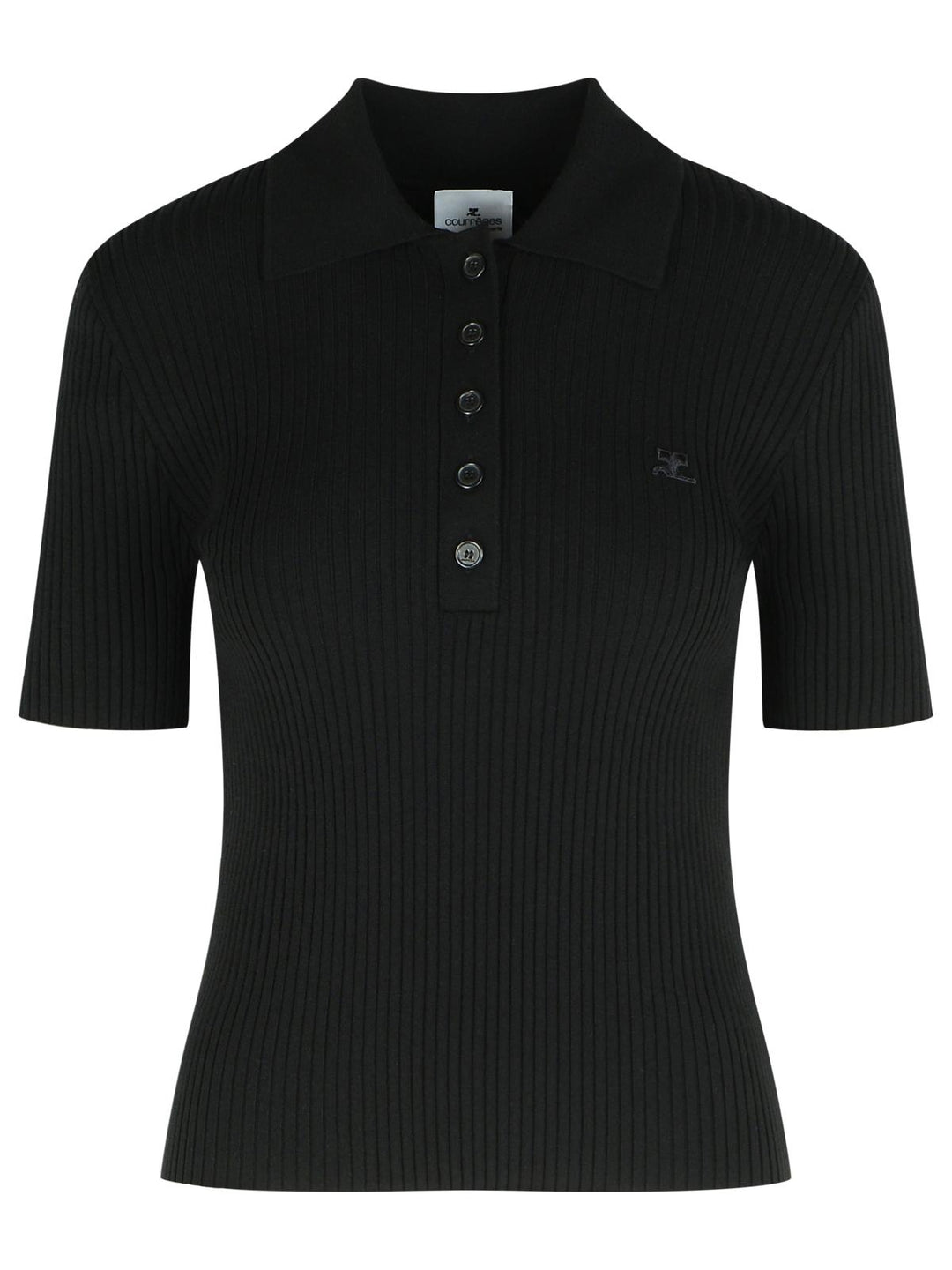 Courreges Black Viscose Blend Polo Shirt Women