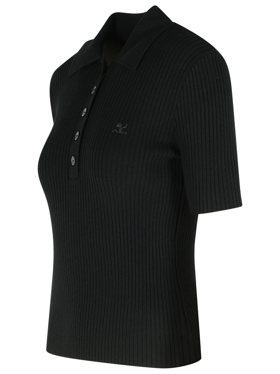 Courreges Black Viscose Blend Polo Shirt Women