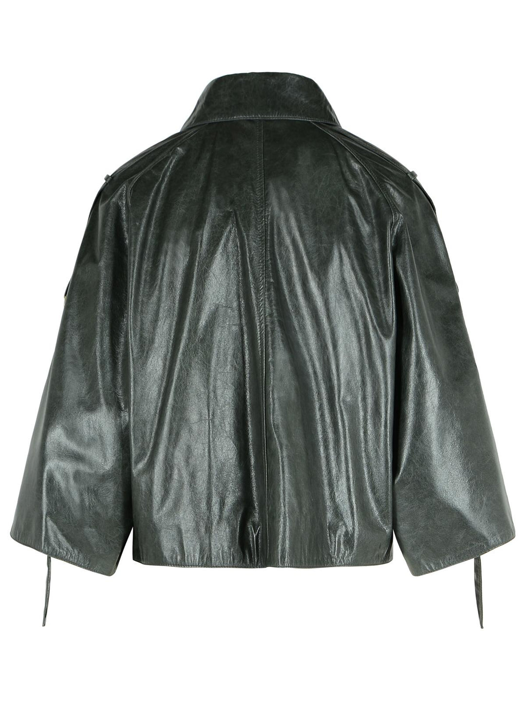 Max Mara 'Tenace' Grey Leather Jacket Women
