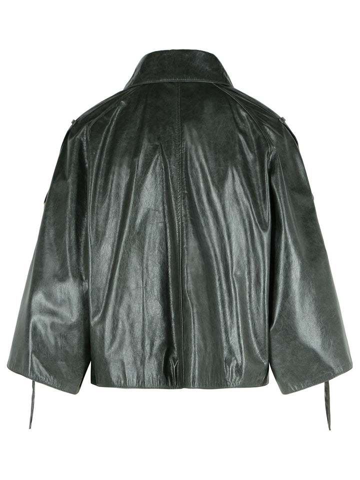 Max Mara 'Tenace' Grey Leather Jacket Women