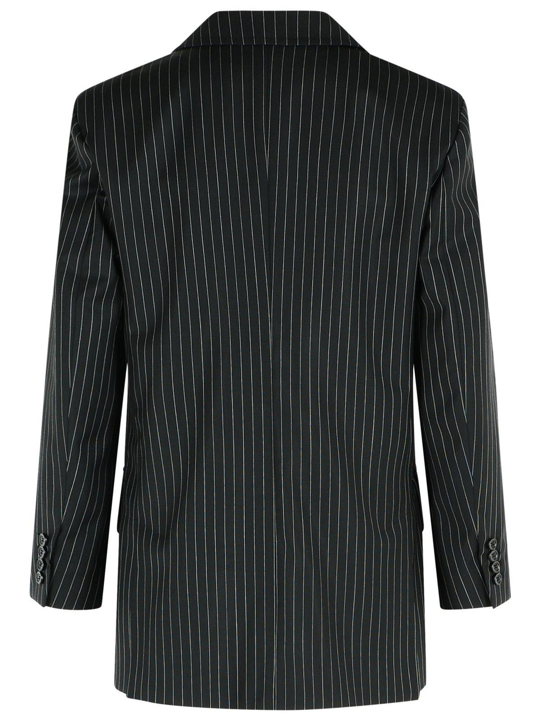 Max Mara 'Mattia' Black White Pinstriped Virgin Wool Blazer Women