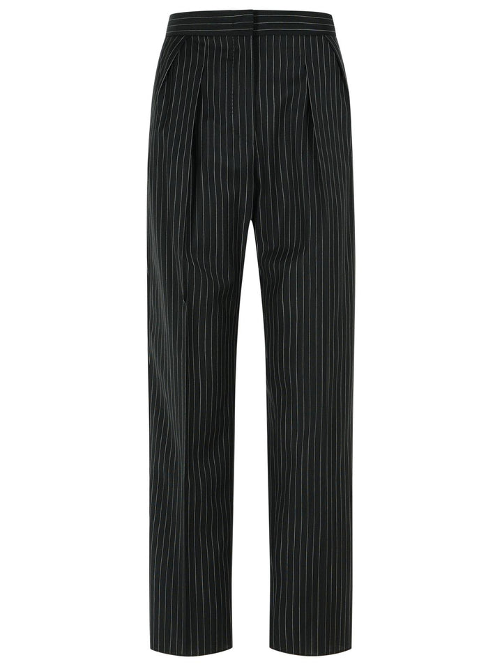 Max Mara 'Sesamo Carrot' Black Virgin Wool Tela Pants Women