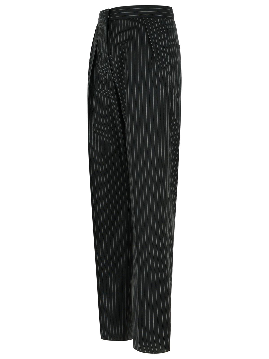 Max Mara 'Sesamo Carrot' Black Virgin Wool Tela Pants Women