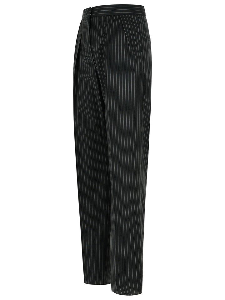 Max Mara 'Sesamo Carrot' Black Virgin Wool Tela Pants Women