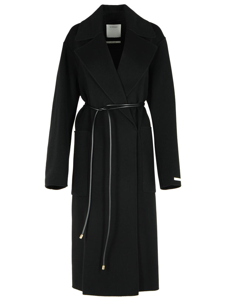 Sportmax Abate' Black Virgin Wool Robe Coat Women