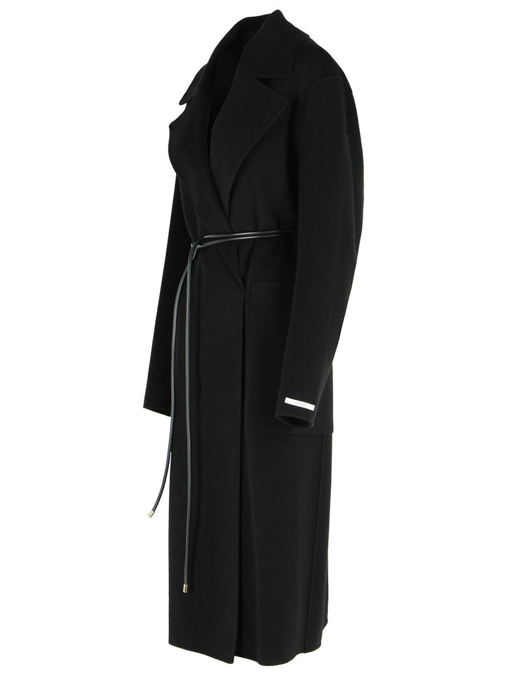 Sportmax Abate' Black Virgin Wool Robe Coat Women