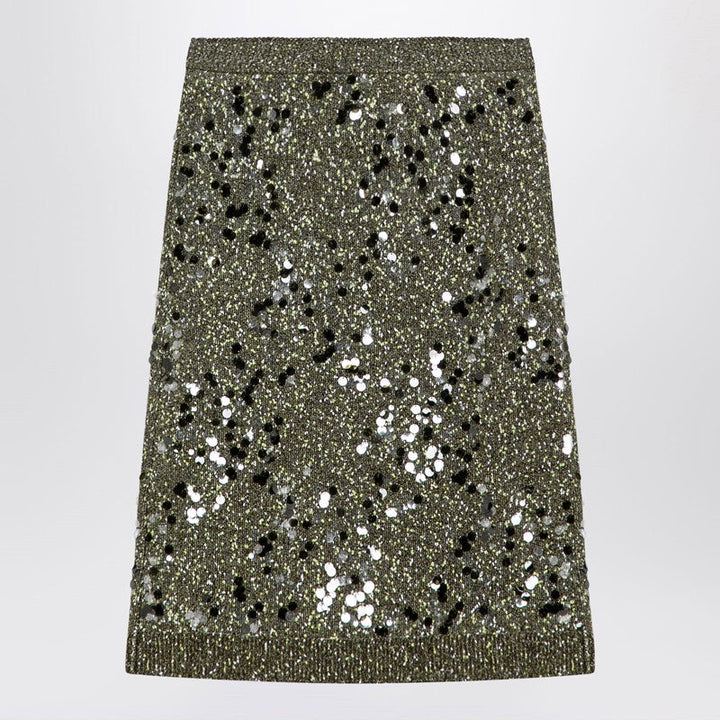 Gucci Dark Green Viscose And Tweed Blend Skirt Women