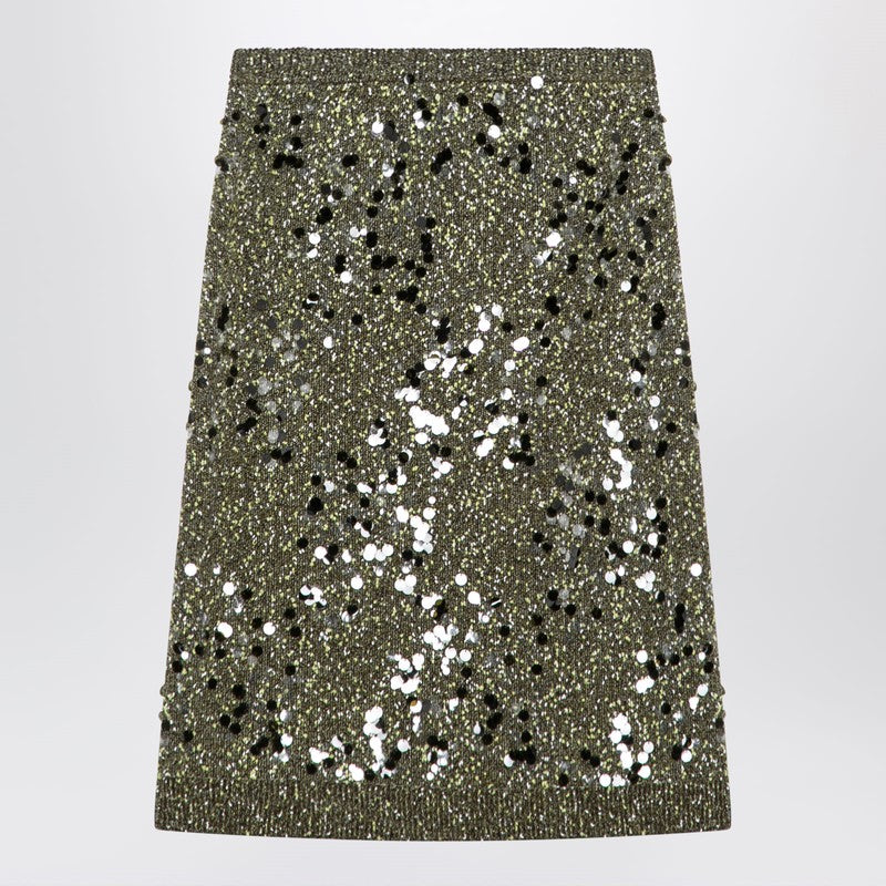 Gucci Dark Green Viscose And Tweed Blend Skirt Women