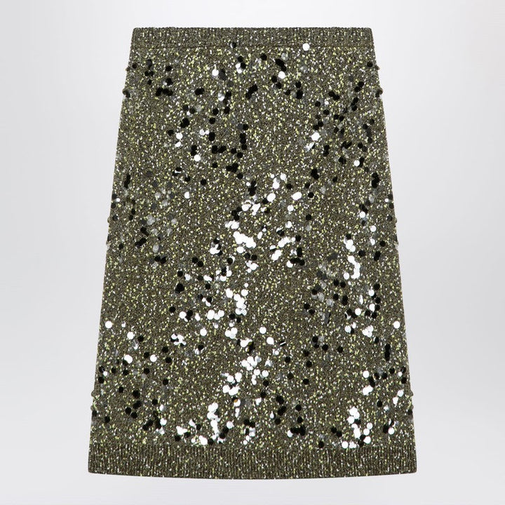 Gucci Dark Green Viscose And Tweed Blend Skirt Women