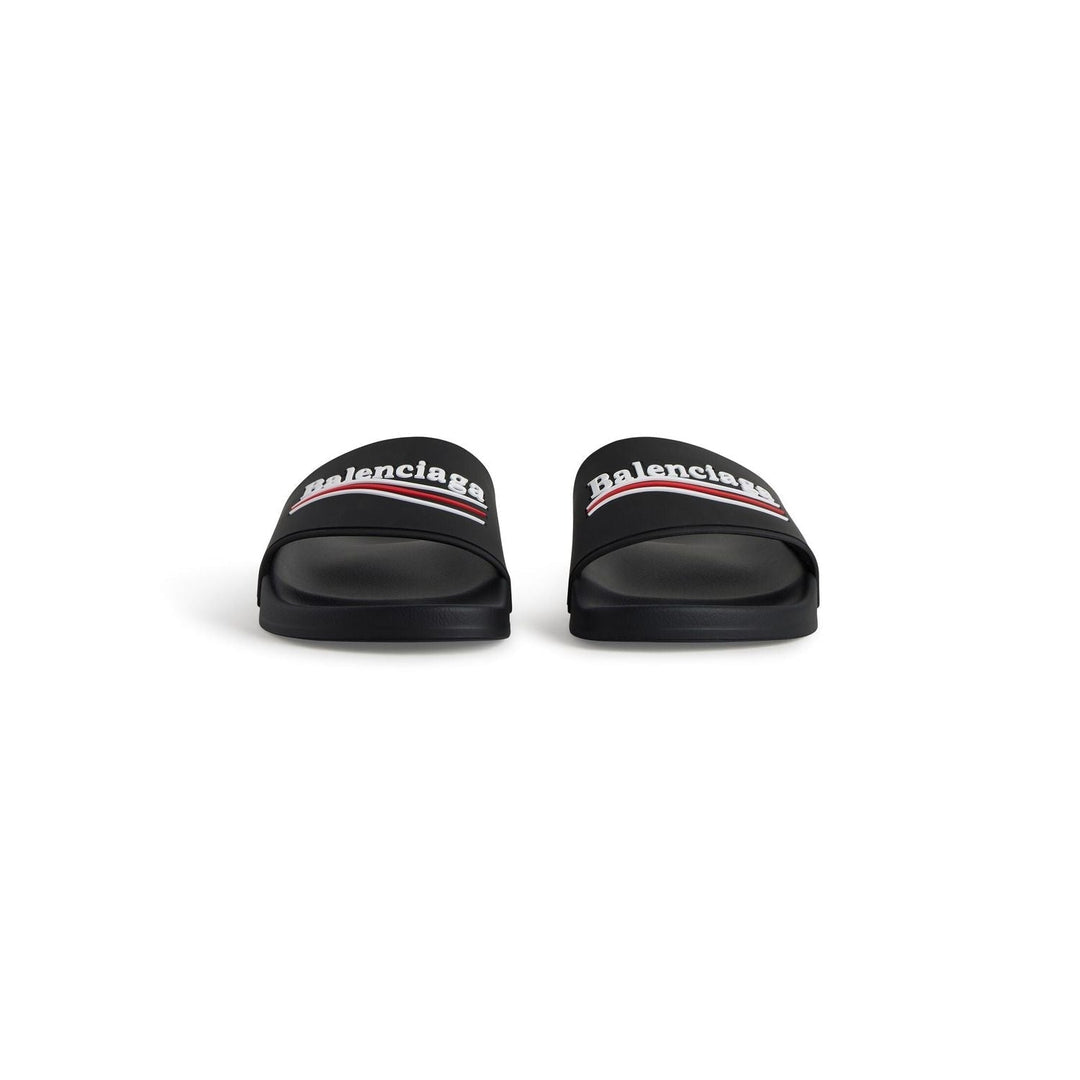 BALENCIAGA Pool Rubber Political Logo Sandals