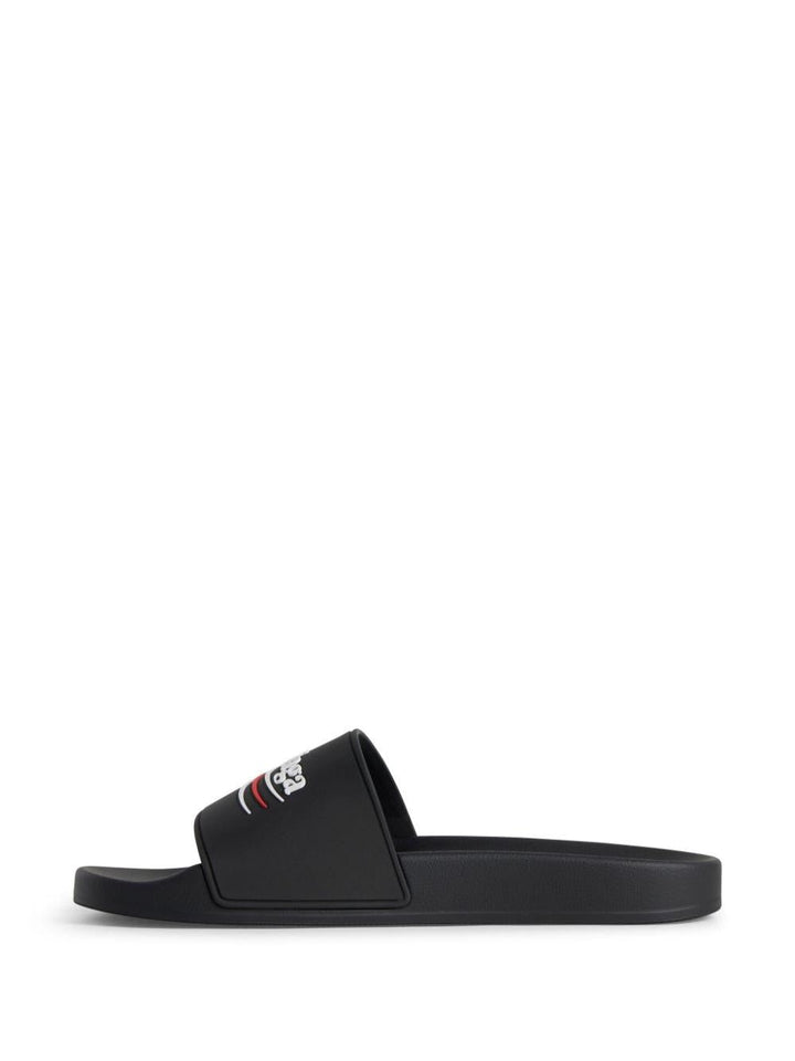 BALENCIAGA Pool Rubber Political Logo Sandals
