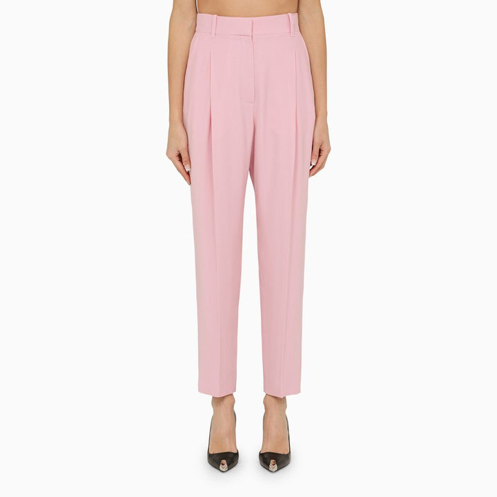 Alexander Mcqueen Pink Regular Trousers With Pleats Women