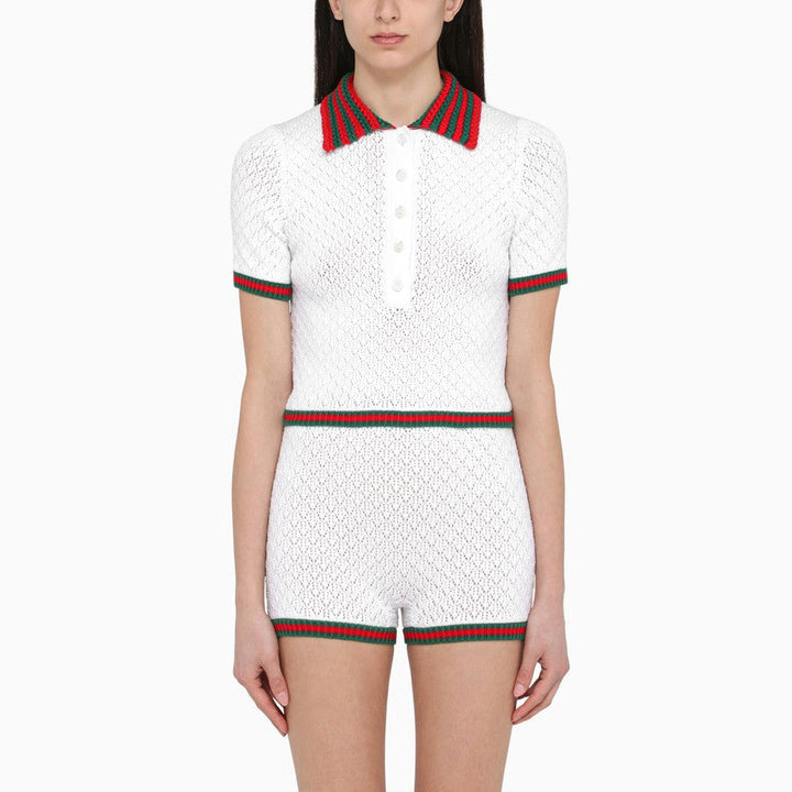 Gucci Women Lace And Cotton Short With Web Detail