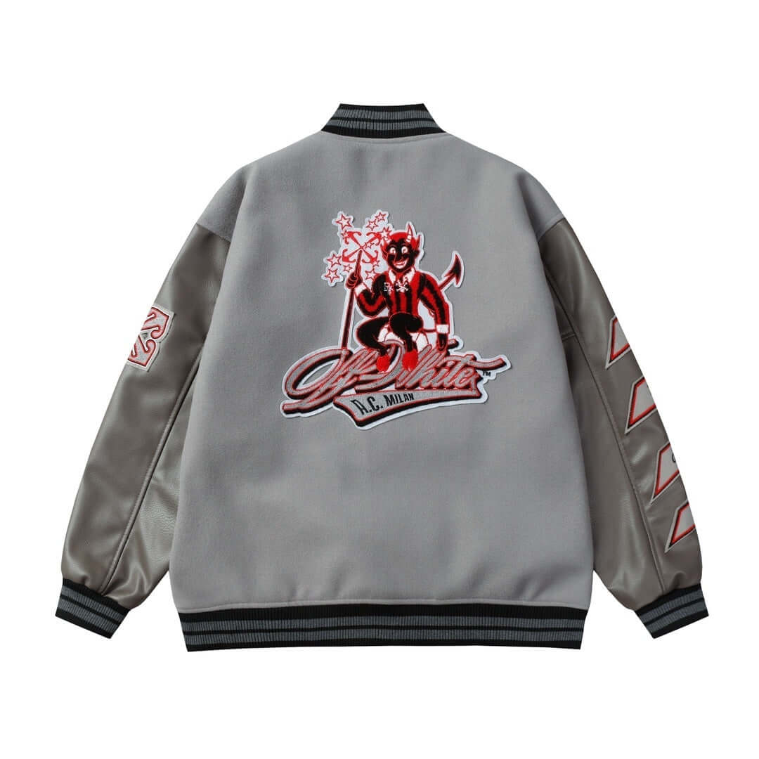 AC Milan Off-White Gray Varsity Wool Jacket