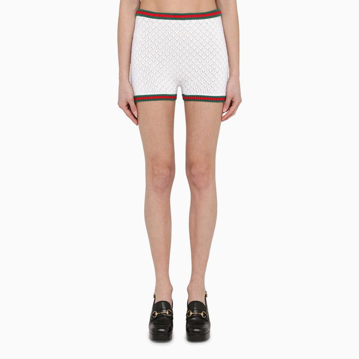 Gucci Women Lace And Cotton Short With Web Detail