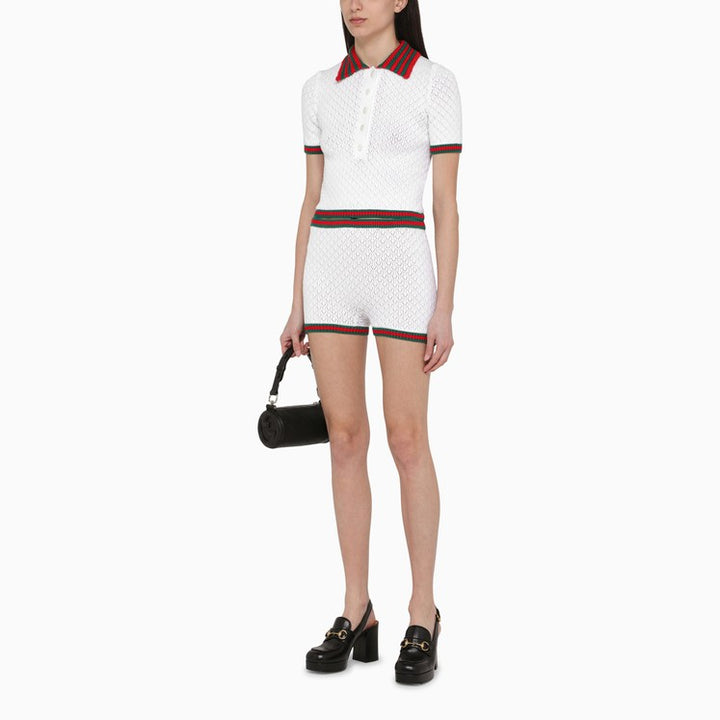 Gucci Women Lace And Cotton Short With Web Detail