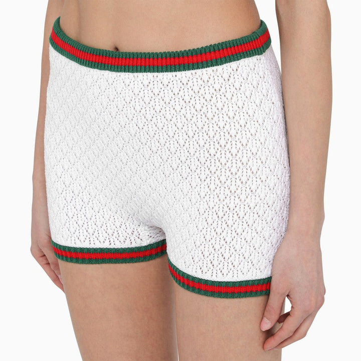Gucci Women Lace And Cotton Short With Web Detail