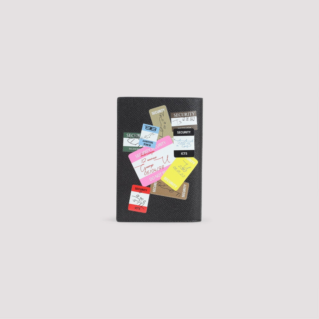 BALENCIAGA Leather Passport Holder with Multicolor Accent