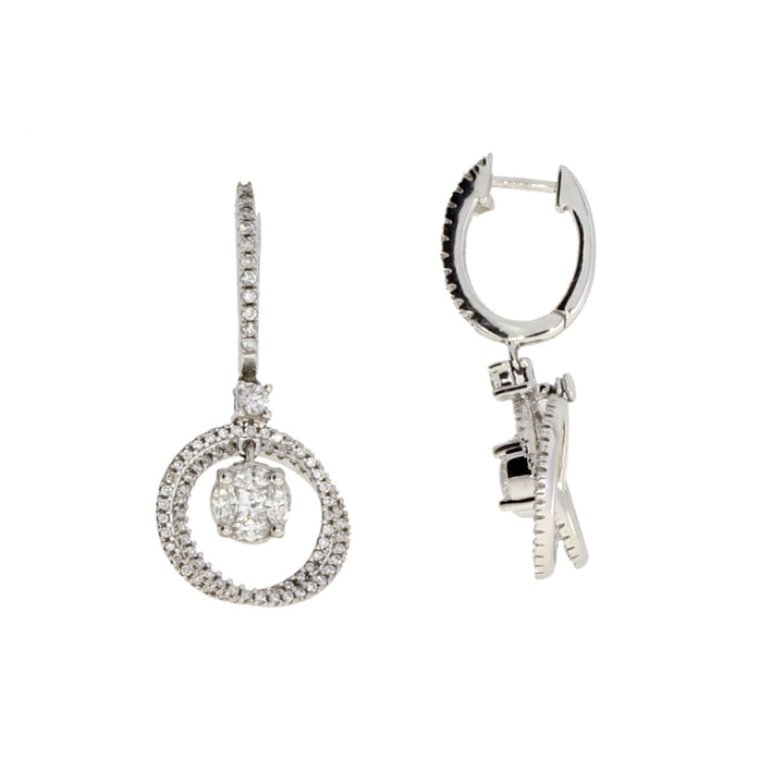 1.00ct Diamond Dangle Earrings 14KT White Gold